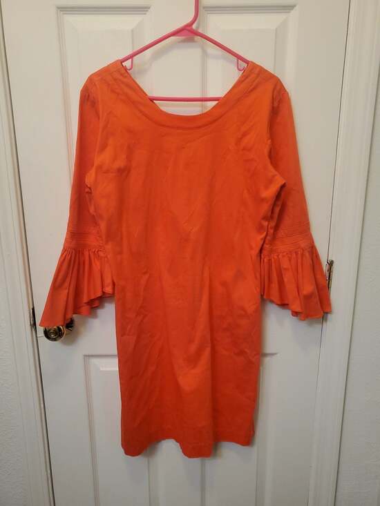 Lissa Mar Dresses & Skirts - Lissa Mar Orange Flare Sleeve Shift Dress Size M